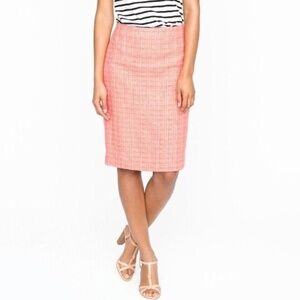 J.Crew Coral Pink Orange Salmon Tweed No. 2 Pencil Skirt Size 2